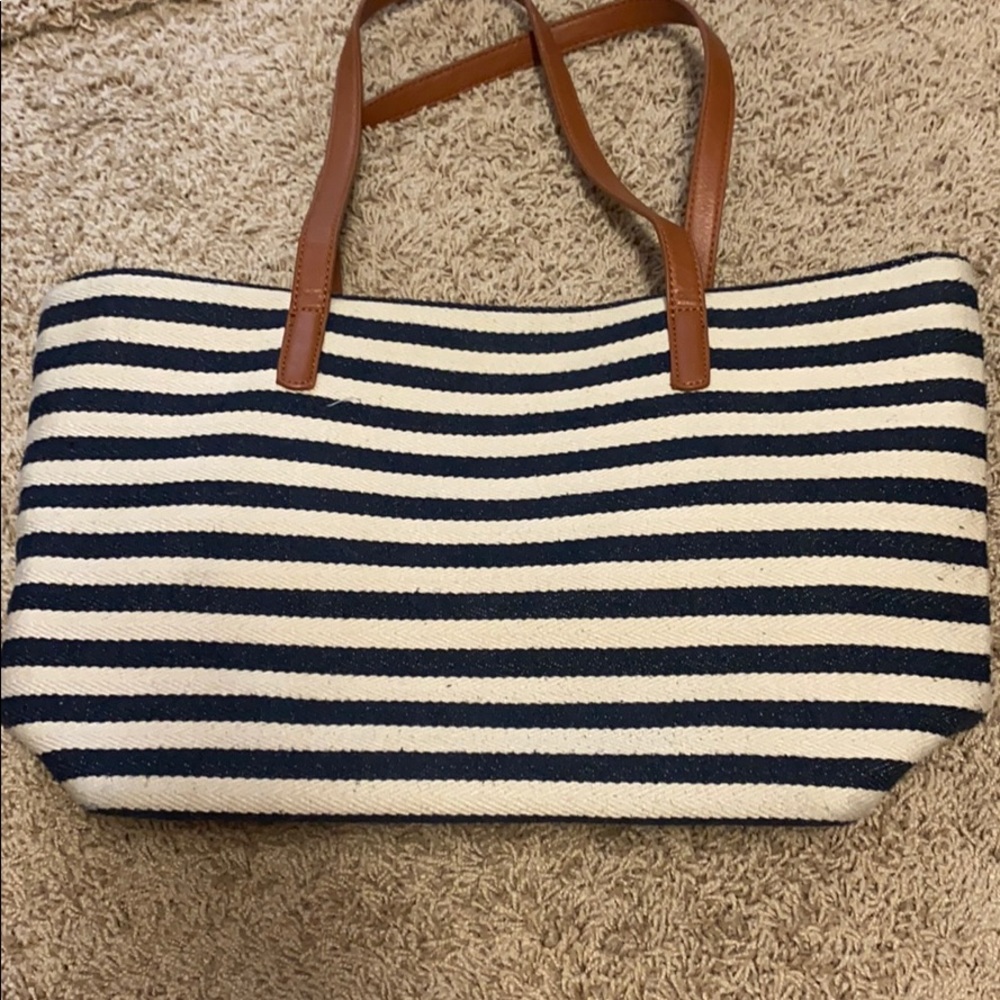Striped cotton purse/tote
